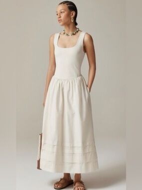 J. Crew Drop Waist Mixy Dress in natural, size L. EUC
